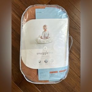 Snuggle me organic lounge baby pillow bed with rust orange cover & plastic case